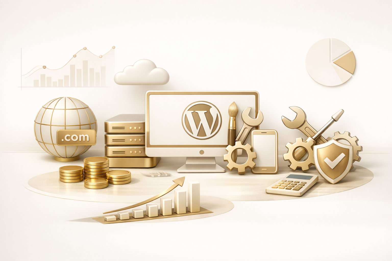 Chi phí làm website WordPress năm 2026 gồm tên miền hosting theme plugin và thiết kế