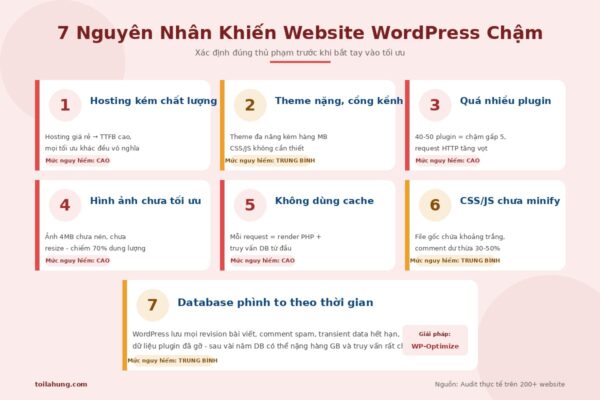 7 thủ phạm phổ biến nhất khiến website WordPress tải chậm
