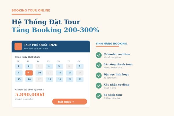 Hệ thống đặt tour online với calendar realtime