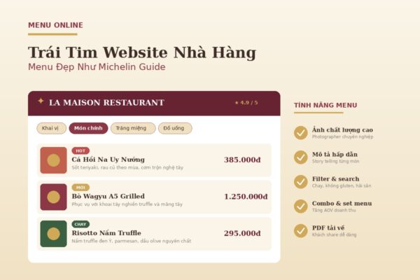 Menu online website nhà hàng đẹp như Michelin Guide