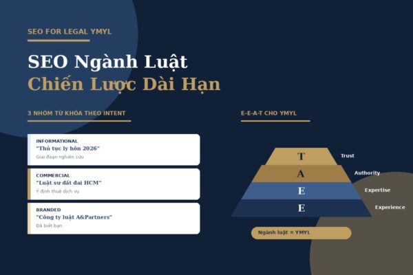 SEO ngành luật 3 nhóm intent và pyramid E-E-A-T YMYL