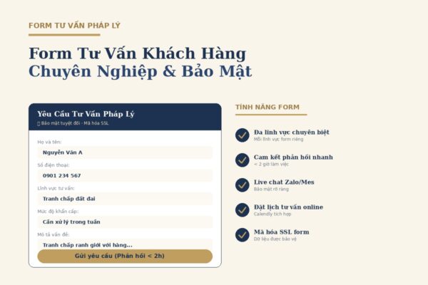 Form tư vấn pháp lý chuyên nghiệp bảo mật SSL đa lĩnh vực