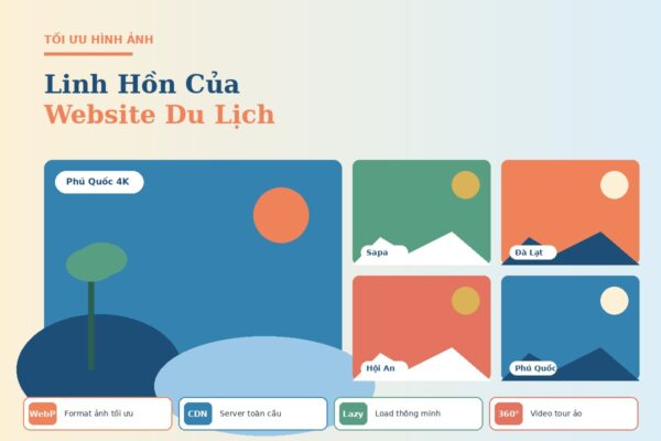 Gallery du lịch tối ưu WebP, CDN, lazy load