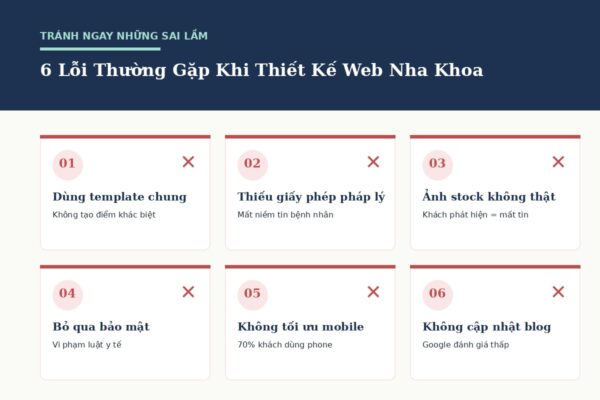 6 lỗi thường gặp khi thiết kế web nha khoa