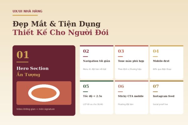 Thiết kế UX UI website nhà hàng đẹp tiện dụng