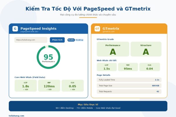 PageSpeed Insights và GTmetrix - hai công cụ chính thức để đo PageSpeed WordPress