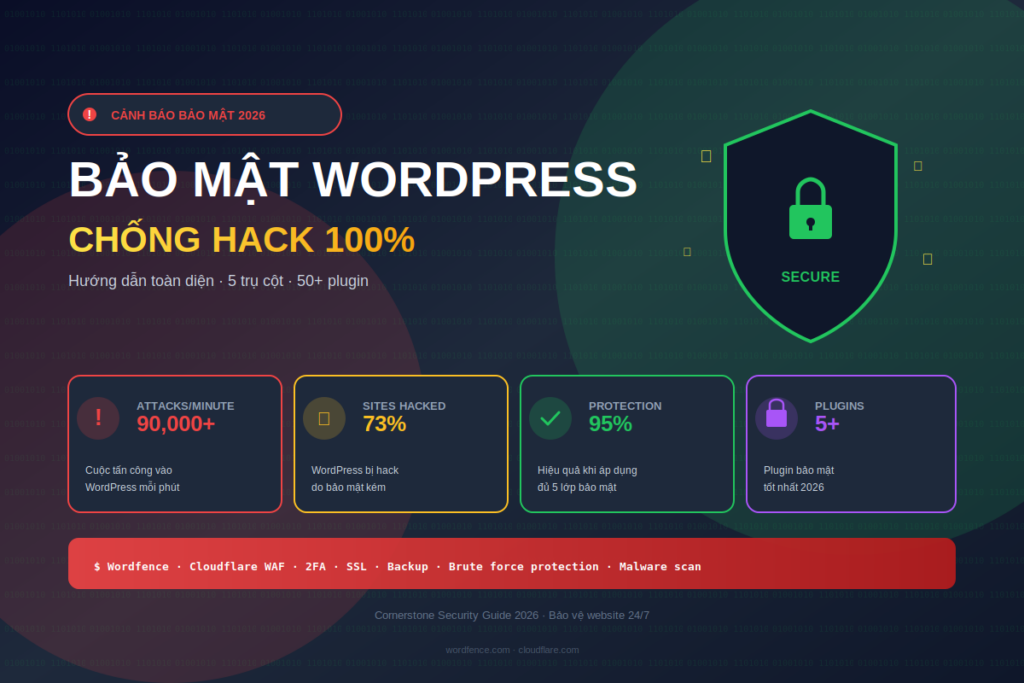 Bảo mật WordPress chống hack 100% hướng dẫn toàn diện 5 trụ cột