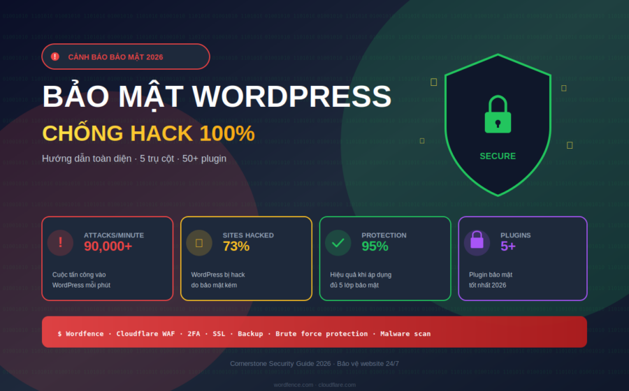 Bảo mật WordPress chống hack 100% hướng dẫn toàn diện 5 trụ cột
