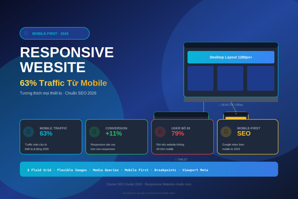 Responsive website mobile first 63% traffic mobile 2026