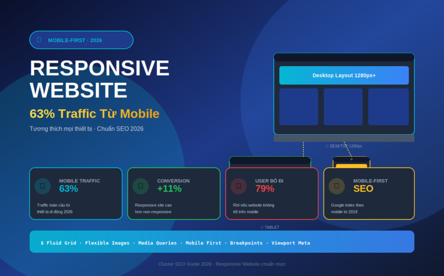 Responsive website mobile first 63% traffic mobile 2026