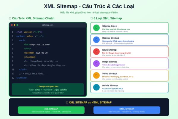 cấu trúc xml sitemap và 6 loại sitemap