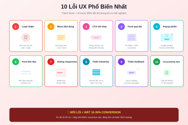 10 lỗi UX phổ biến nhất cần tránh load chậm CTA mờ