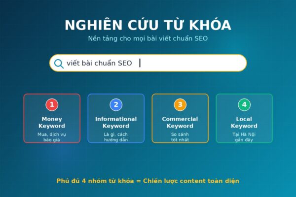 Nghiên cứu từ khóa - 4 nhóm keyword cho bài viết chuẩn SEO