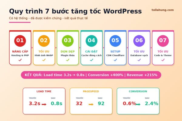 Quy trình 7 bước tăng tốc website WordPress hiệu quả