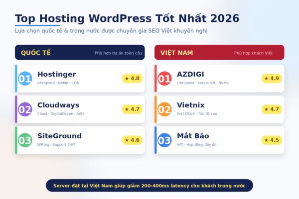 Top hosting WordPress tốt nhất tại Việt Nam và quốc tế