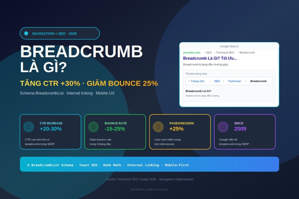 breadcrumb là gì điều hướng website SEO 2026