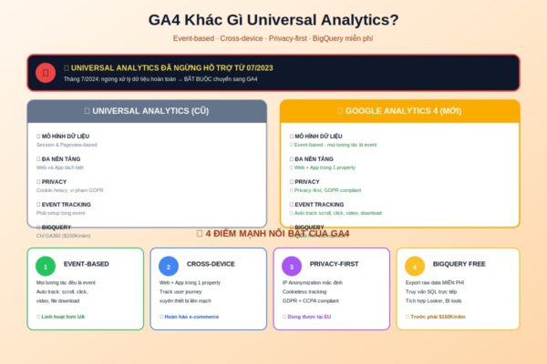 ga4 universal analytics khác biệt event-based