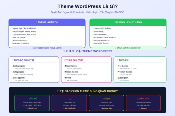 theme wordpress là gì khác plugin phân loại