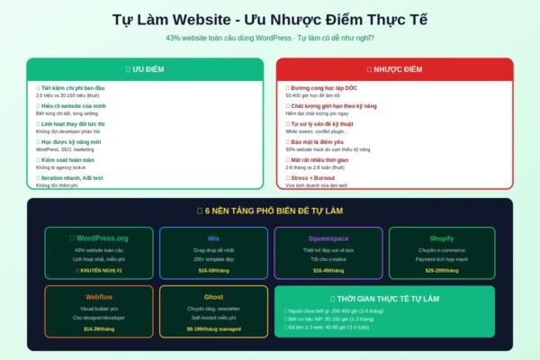 tự làm website wordpress wix shopify ưu nhược