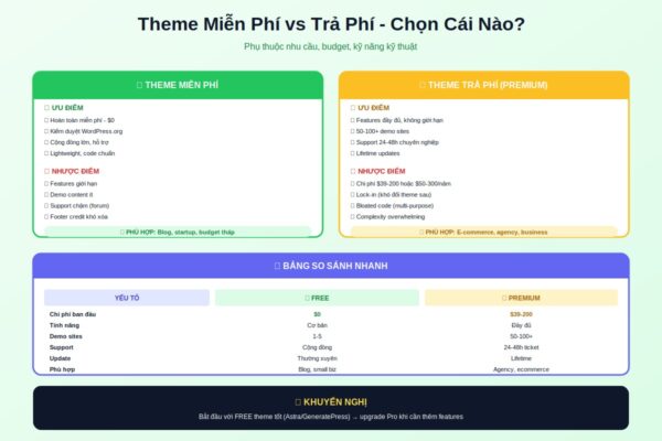 theme wordpress miễn phí trả phí so sánh