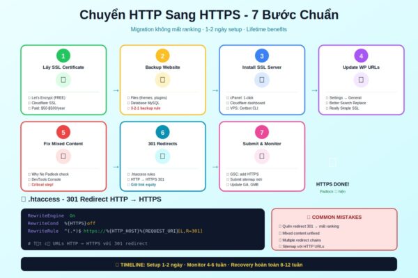chuyển HTTP sang HTTPS 7 bước migration WordPress