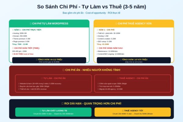 so sánh chi phí website tự làm thuê 5 năm