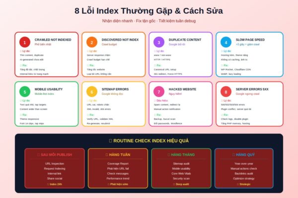 lỗi index google thường gặp 8 lỗi fix